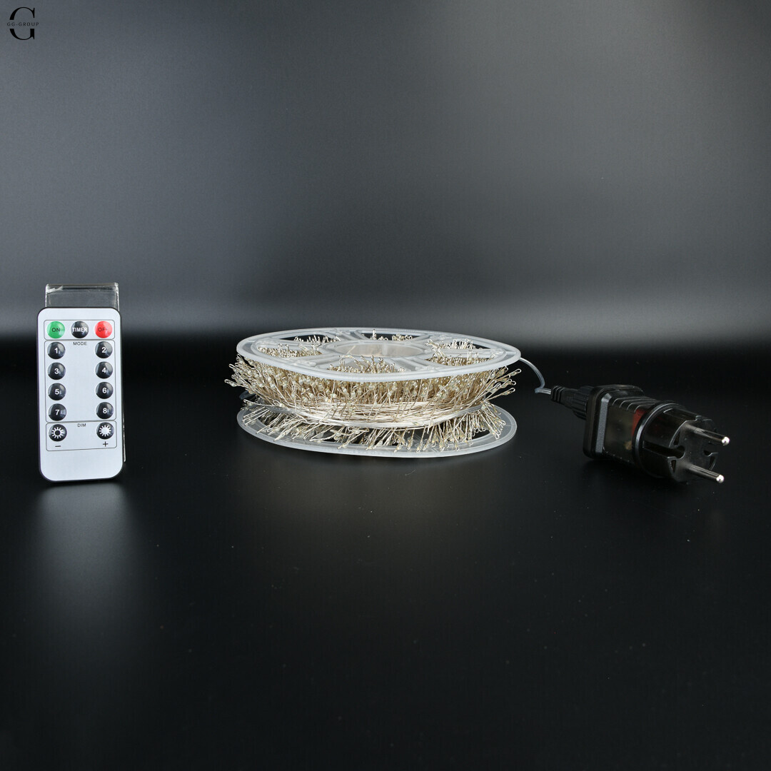 Гірлянда РОСА  Мішура 100м 2000 LED на мідному дроті з пультом IP44/IP65 вулична