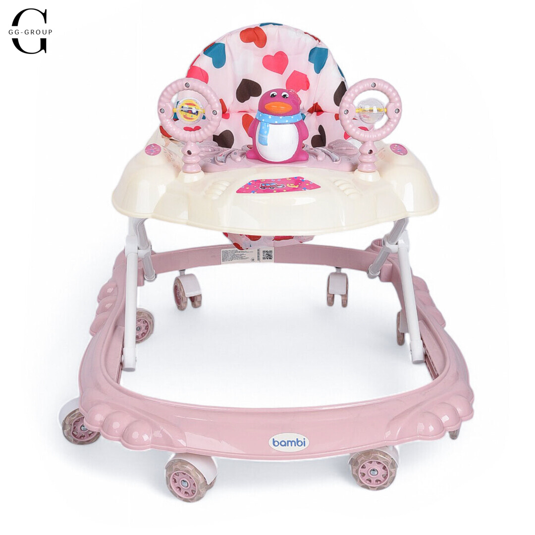 Детские ходунки Bambi M3168 Penguin Бело-Розовый