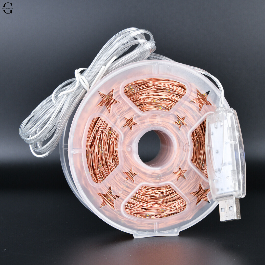 Гірлянда Роса 100 м/1000 Mini-LED, тепле світло, USB + пульт