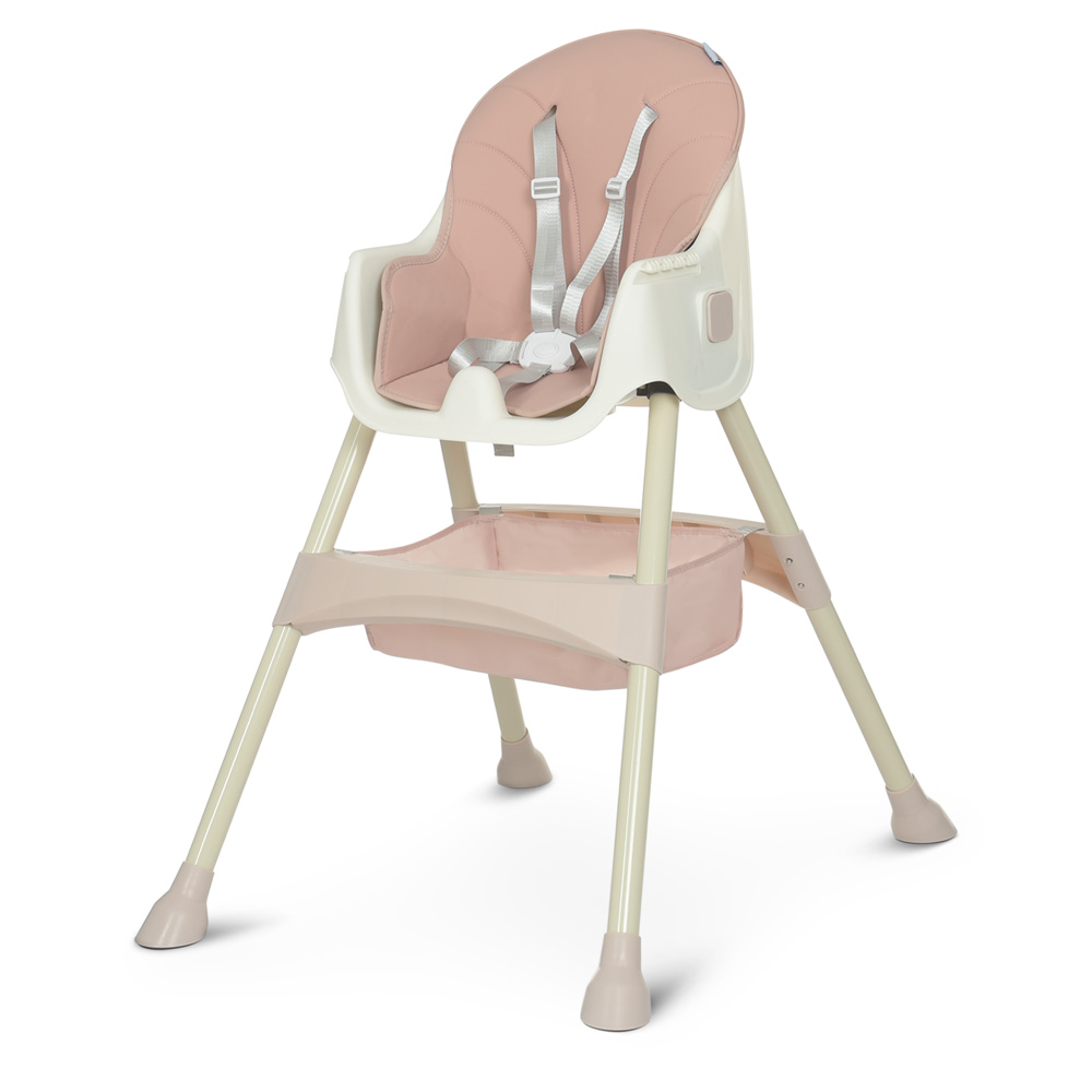 Детский стульчик для кормления M 4136-2 PINK, складной, экокожа, 5-точечные ремни безопасности.