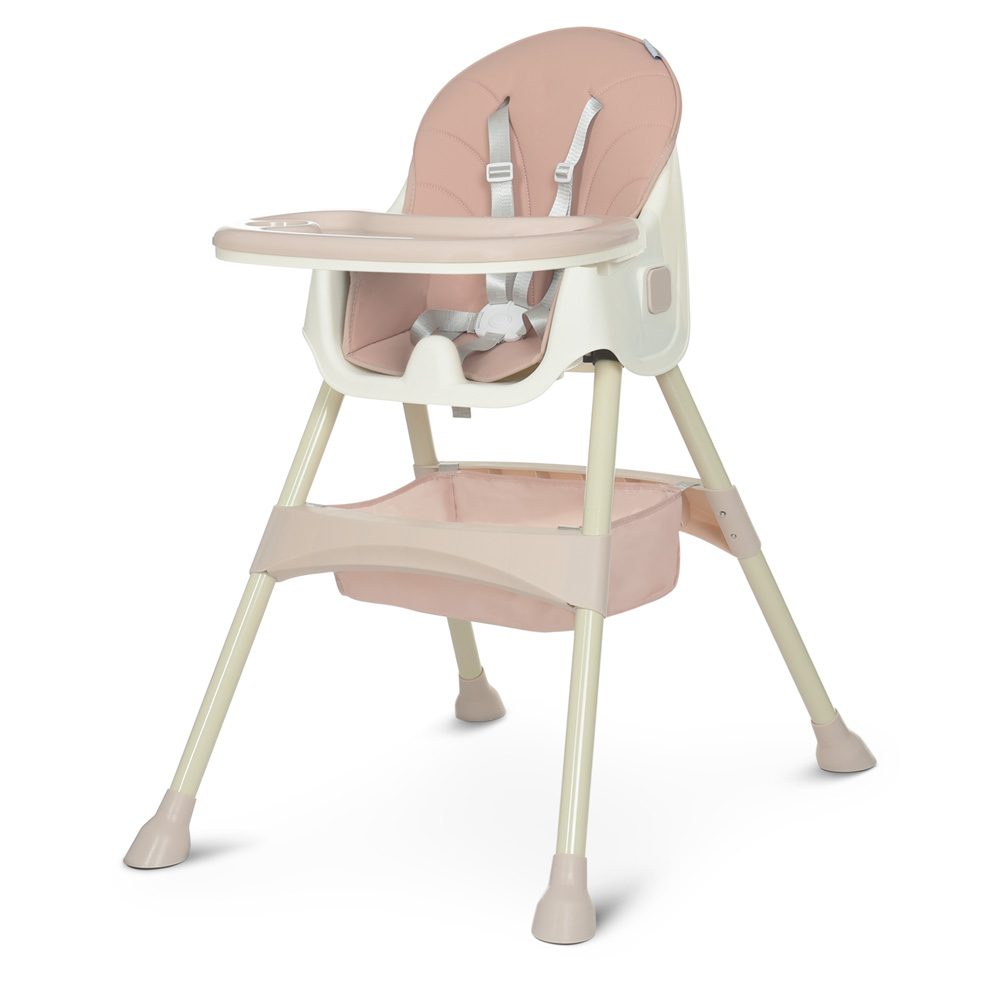 Детский стульчик для кормления M 4136-2 PINK, складной, экокожа, 5-точечные ремни безопасности.