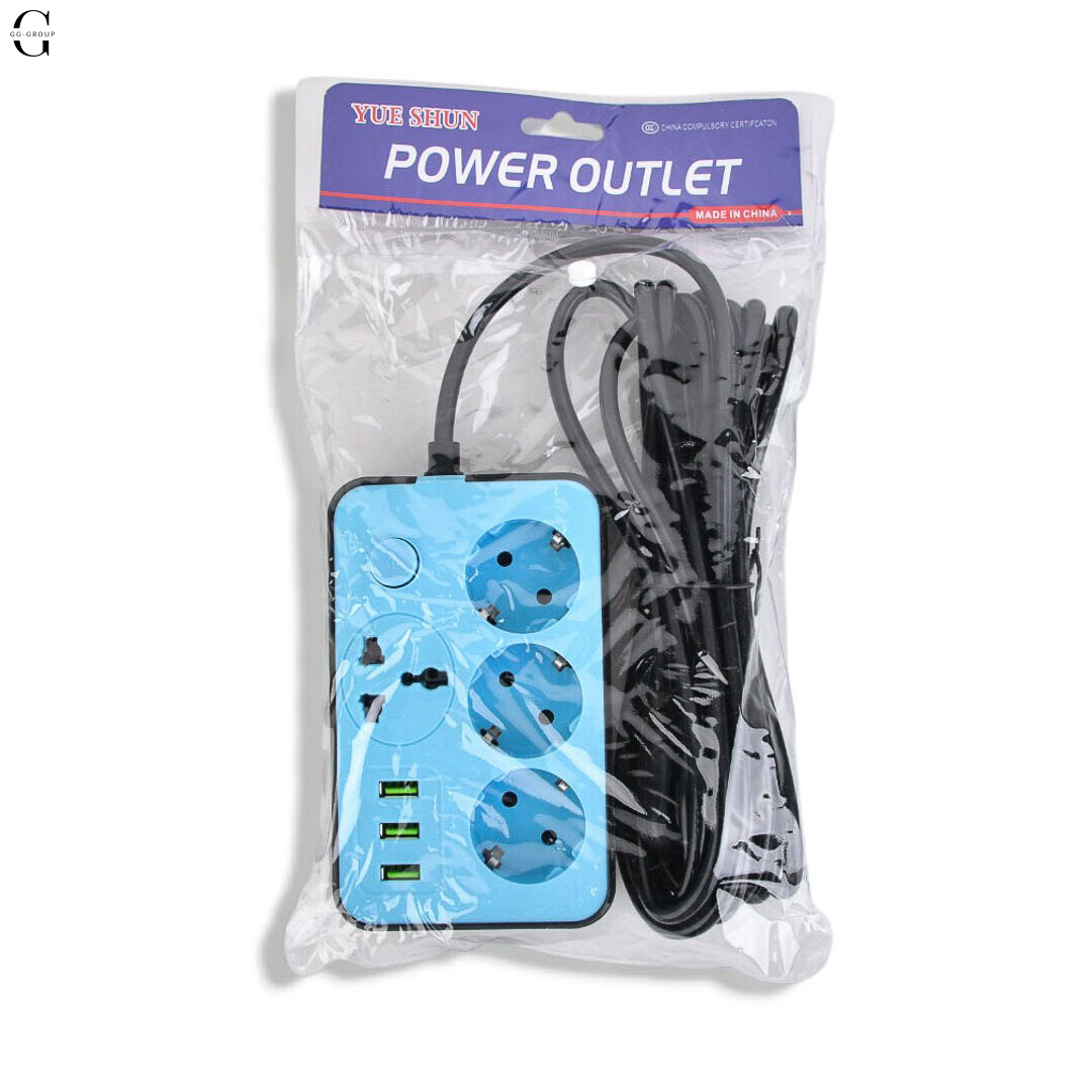 Сітковий фільтр Подовжувач з USB Тк-4 (4×220В+3×USB, Чорний 5m