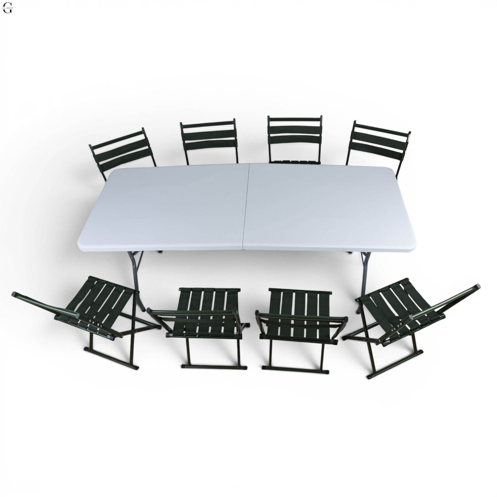 Кемпинговый комплект Travel Table Set – складной стол HDPE 180 см и 8 туристических кресел