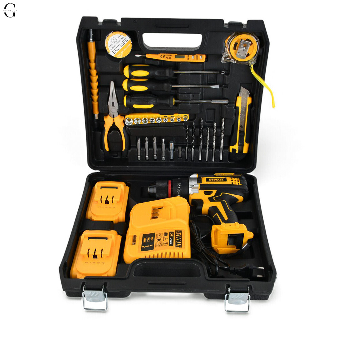 Шуруповерт ударний DeWALT 21V + 2 АКБ 2Ah + Металевий патрон 