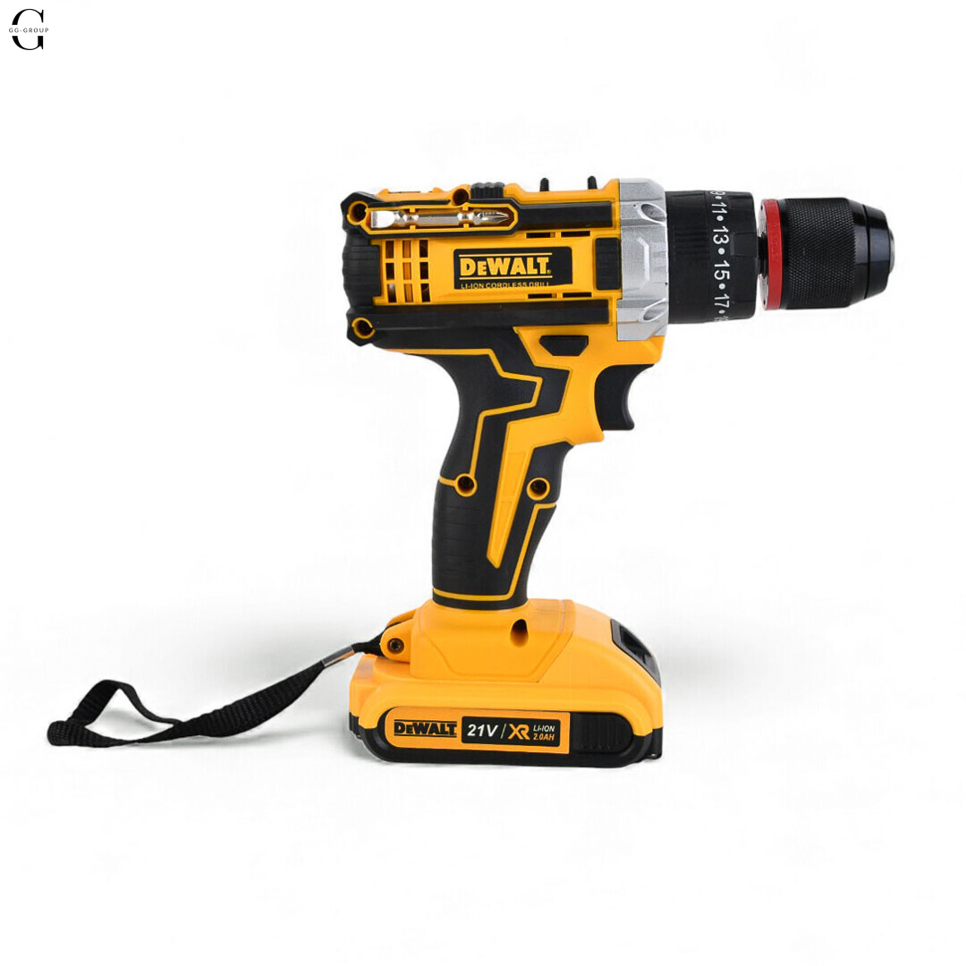 Шуруповерт ударний DeWALT 21V + 2 АКБ 2Ah + Металевий патрон 