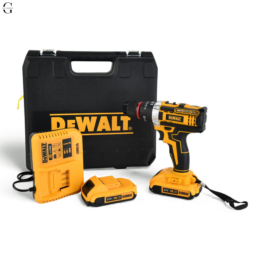 Шуруповерт ударний DeWALT 21V + 2 АКБ 2Ah + Металевий патрон 