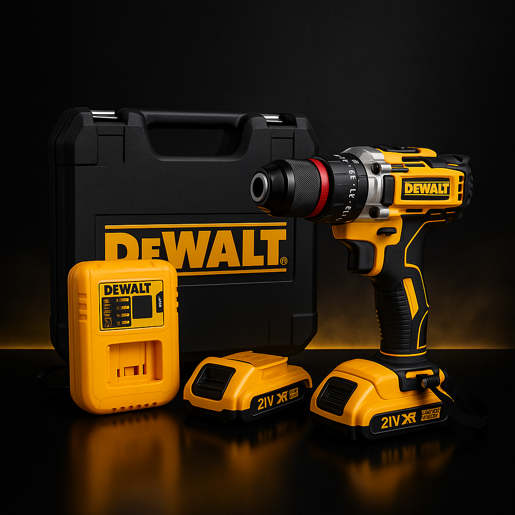 Шуруповерт ударний DeWALT 21V + 2 АКБ 2Ah + Металевий патрон 
