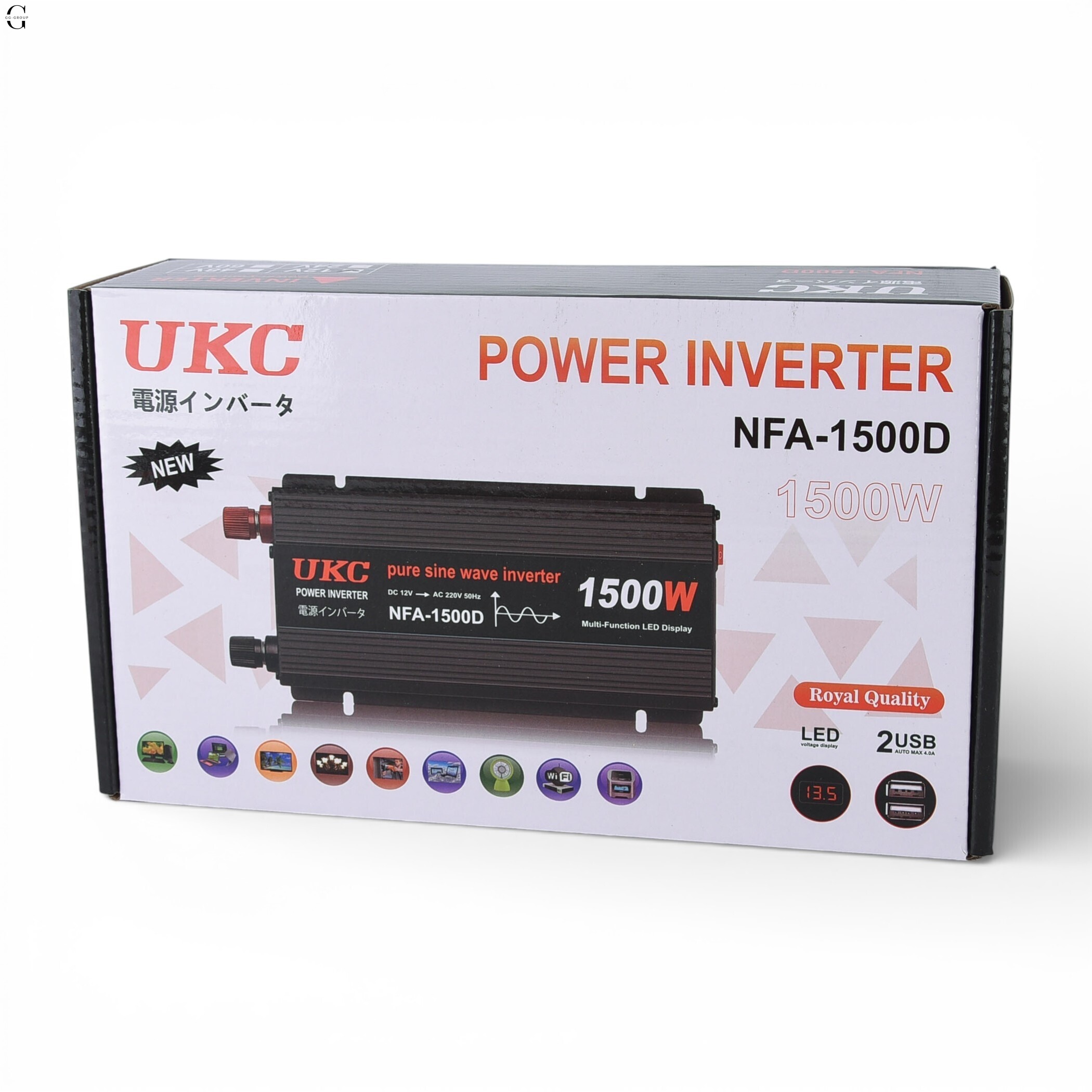 Інвертор напруги UKC NFA-1000D 1000W (чиста синусоїда) 12V → 220V