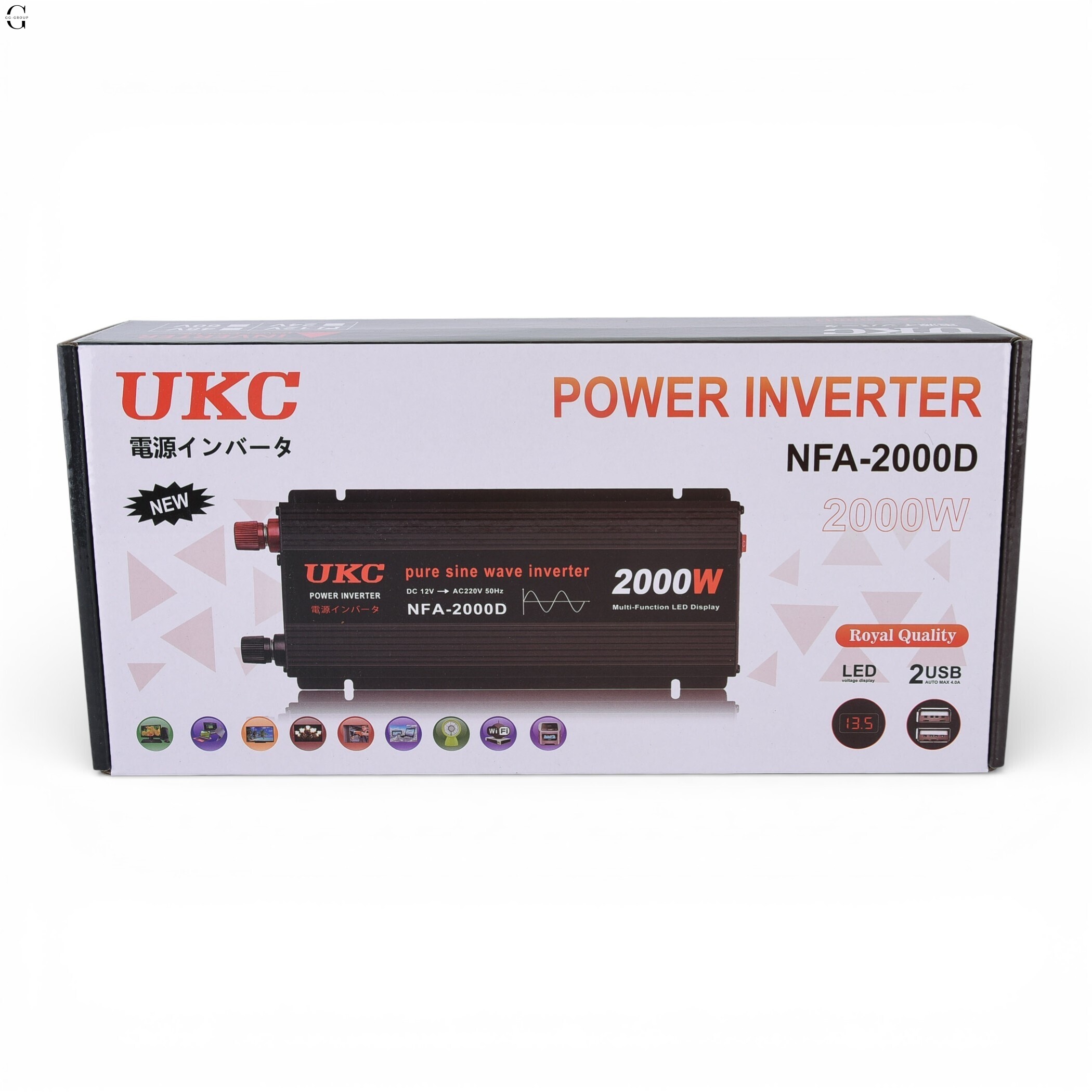 Інвертор напруги UKC NFA-2000D 2000W (чиста синусоїда) 12V → 220V