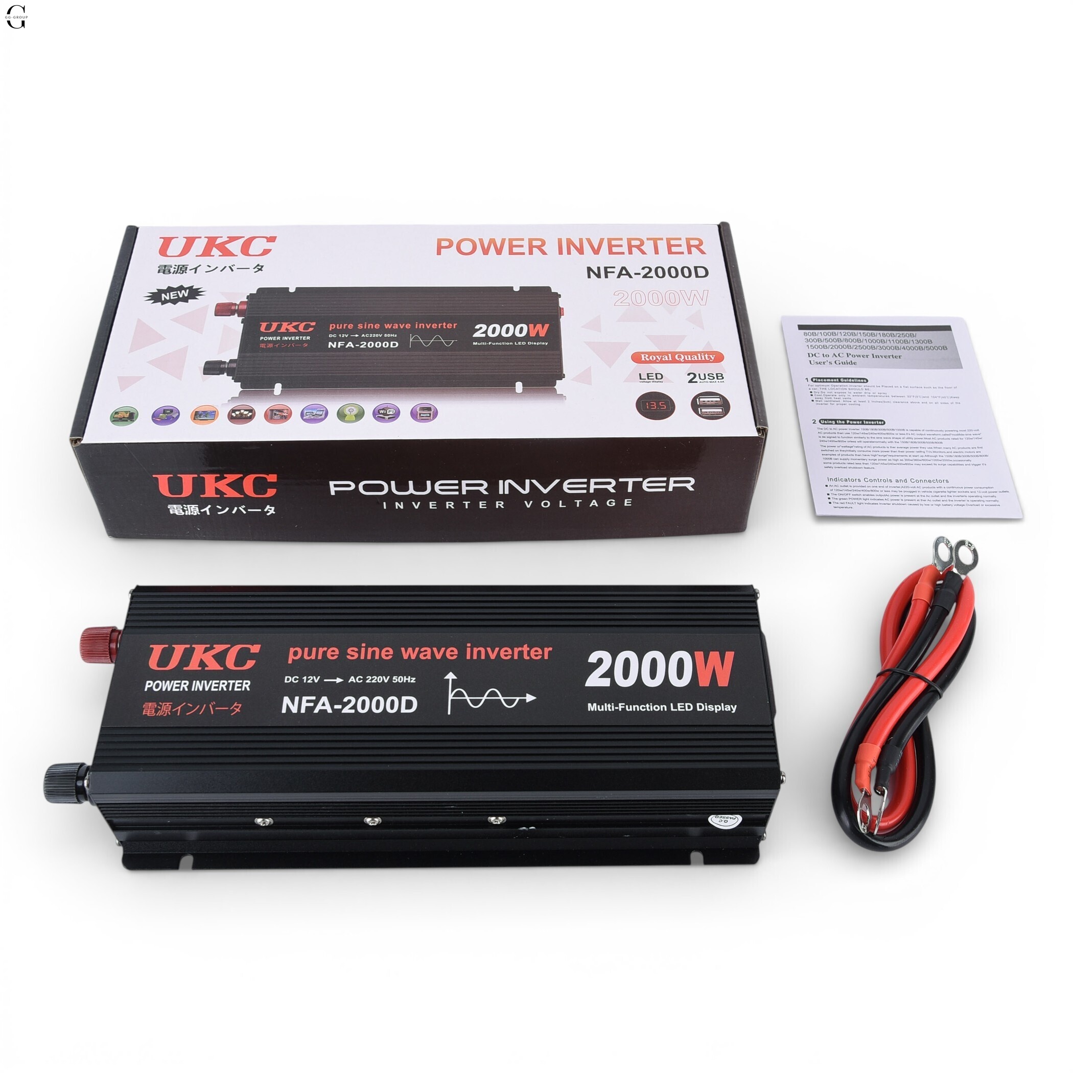 Інвертор напруги UKC NFA-2000D 2000W (чиста синусоїда) 12V → 220V