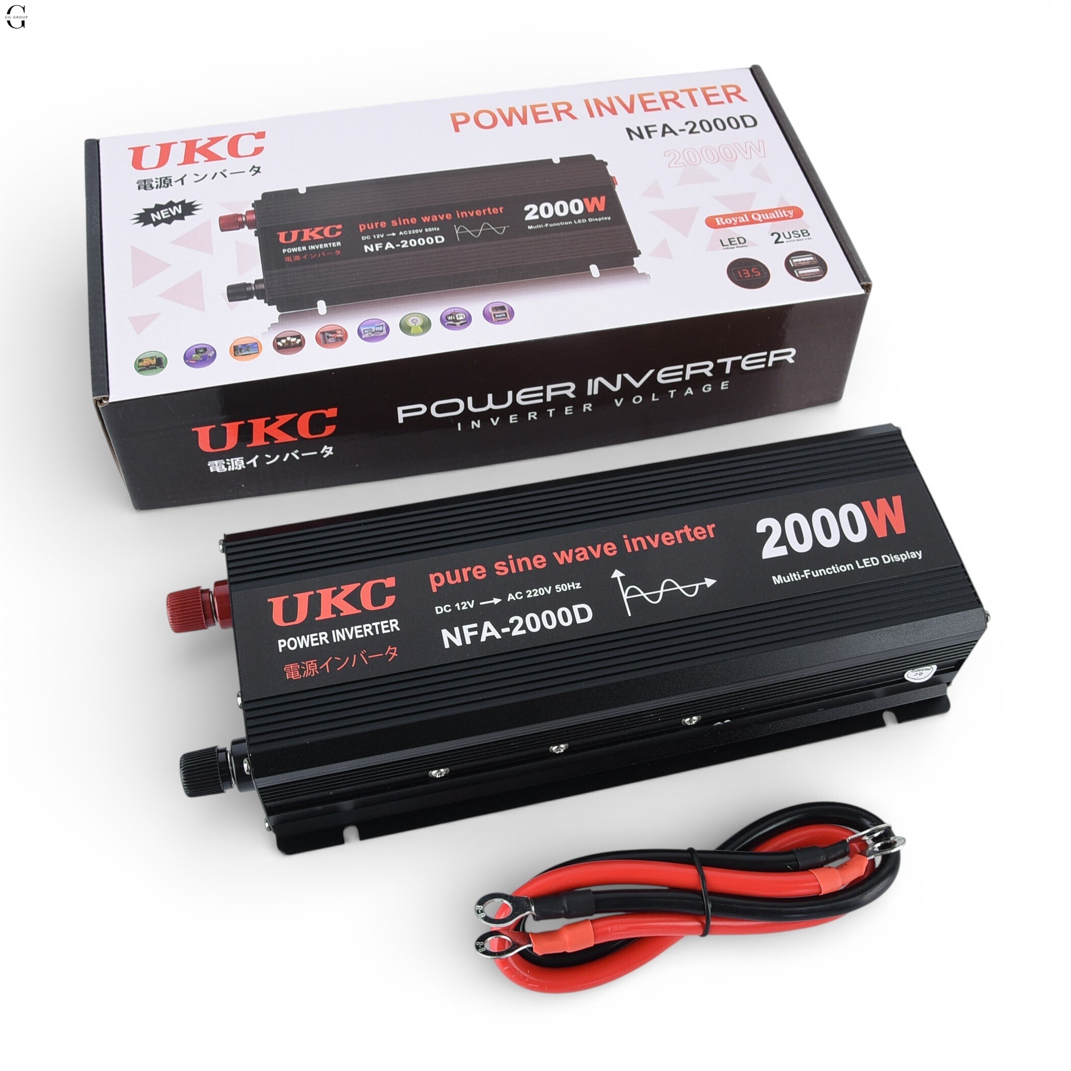 Інвертор напруги UKC NFA-2000D 2000W (чиста синусоїда) 12V → 220V