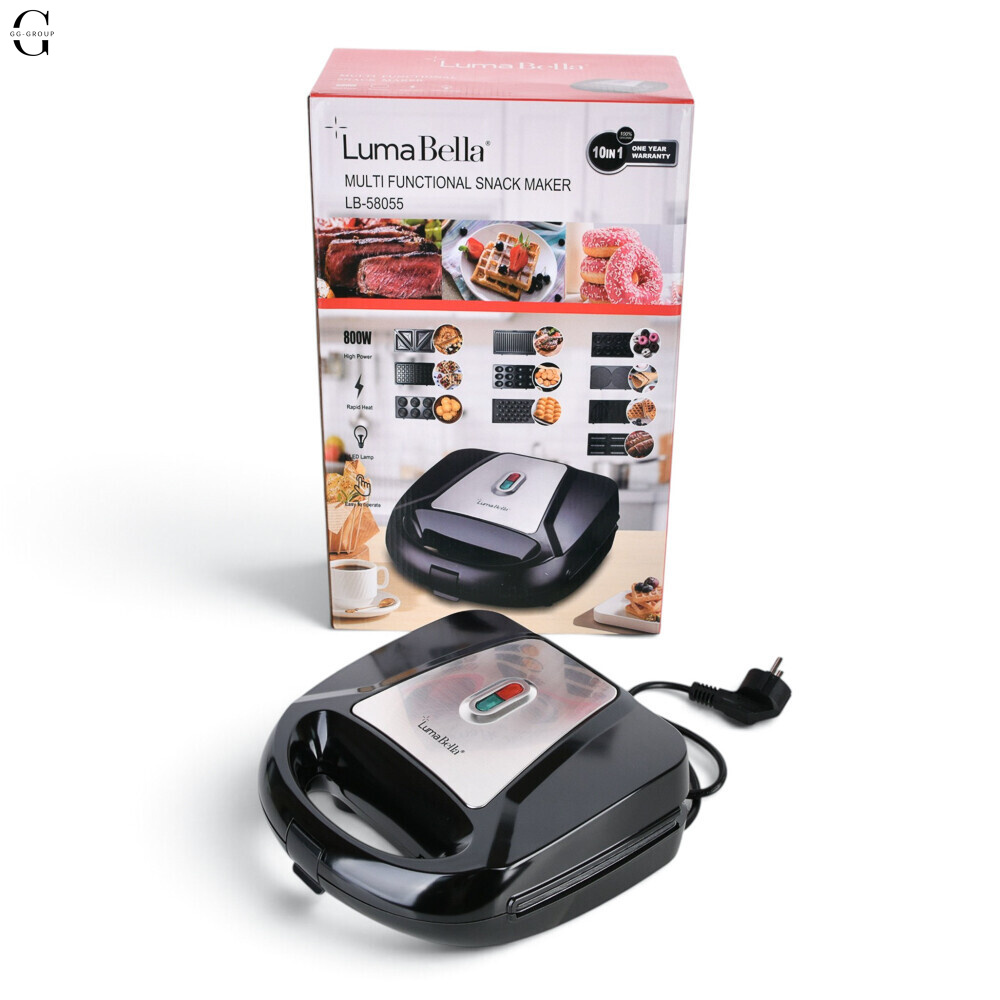 Мультипекарий LumaBella LB-58055 10 в 1 со сменными пластинами 800 Вт