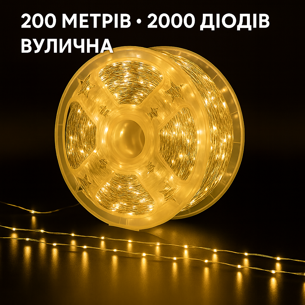 Гірлянда «РОСА 200 метрів тепла» USB-2000 LED, Світло, MiniLED / High-Brightness