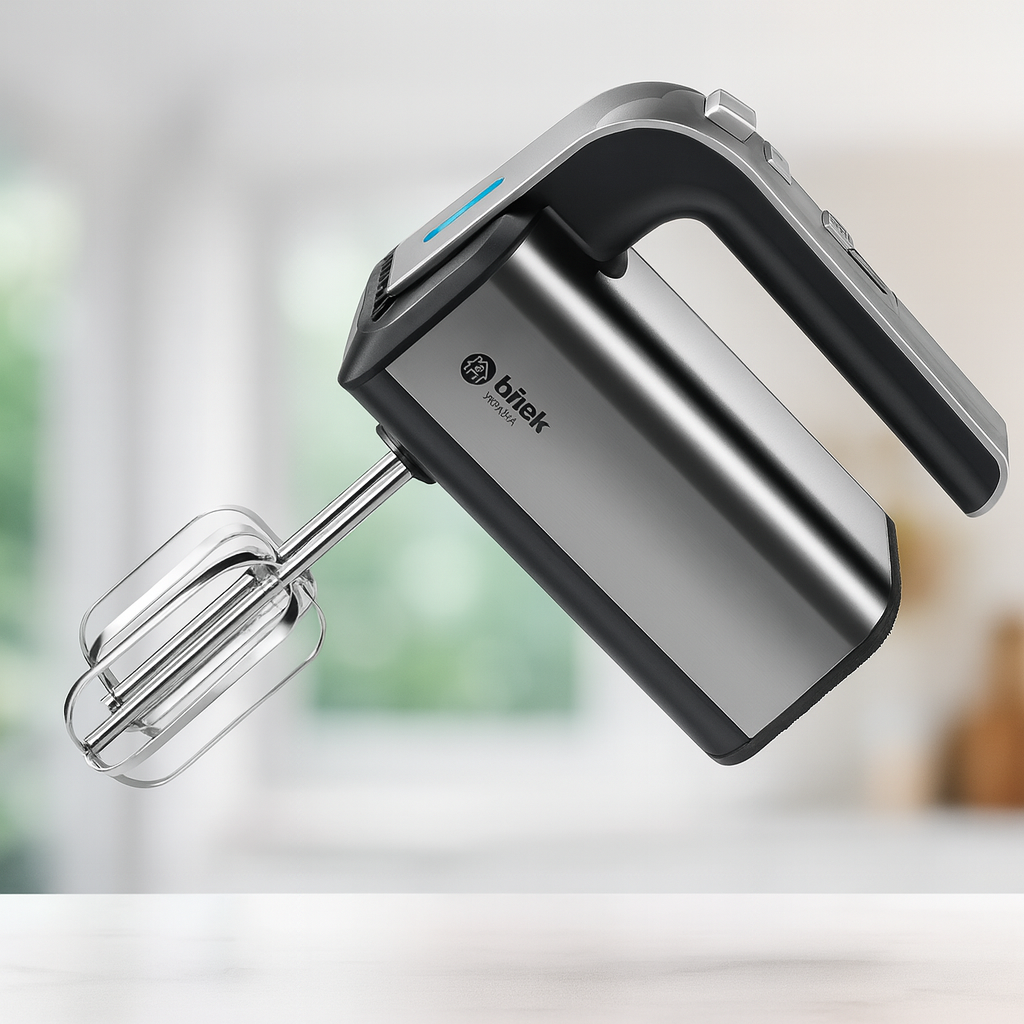 Миксер ручной BITEK 1600Вт с 5 скоростями, режимом Turbo и насадками для теста и сбивания.