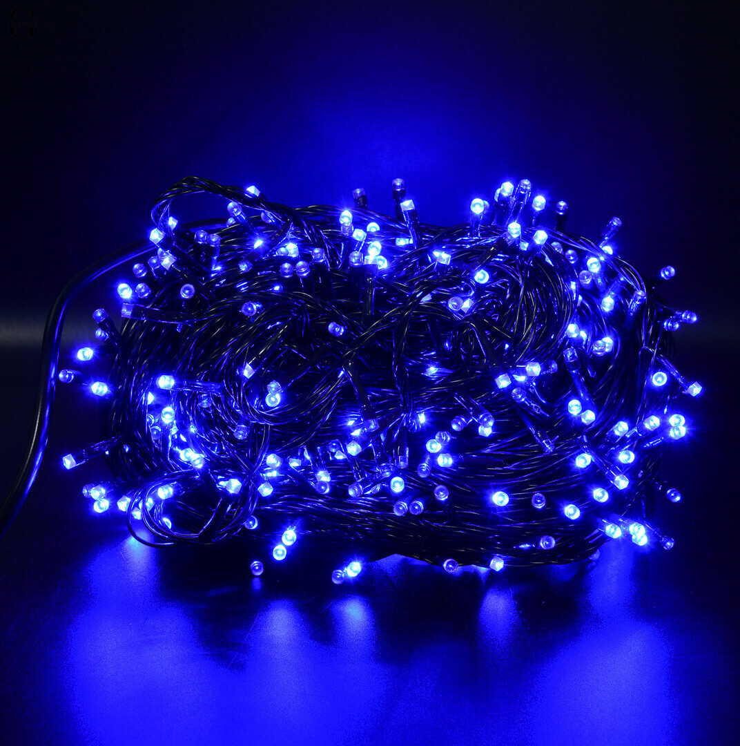 Вулична світлодіодна гірлянда-нитка 40 м, 800 LED, зелений дріт, синя, IP44