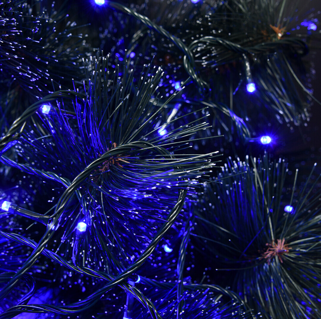 Вулична світлодіодна гірлянда-нитка 40 м, 800 LED, зелений дріт, синя, IP44
