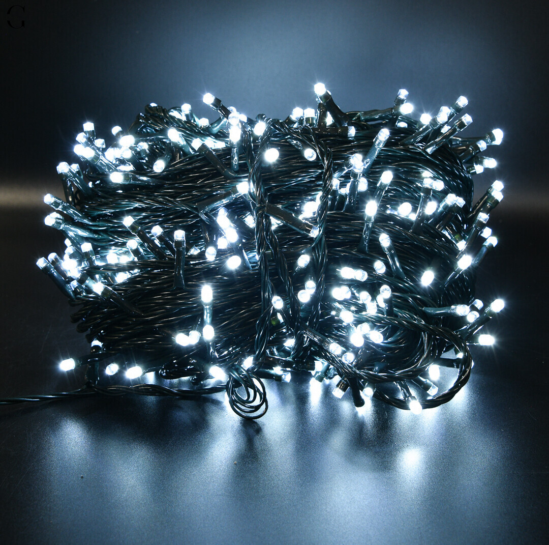 Вулична світлодіодна гірлянда-нить 40 м, 800 LED, зелений дріт, холодне біле світло, IP44