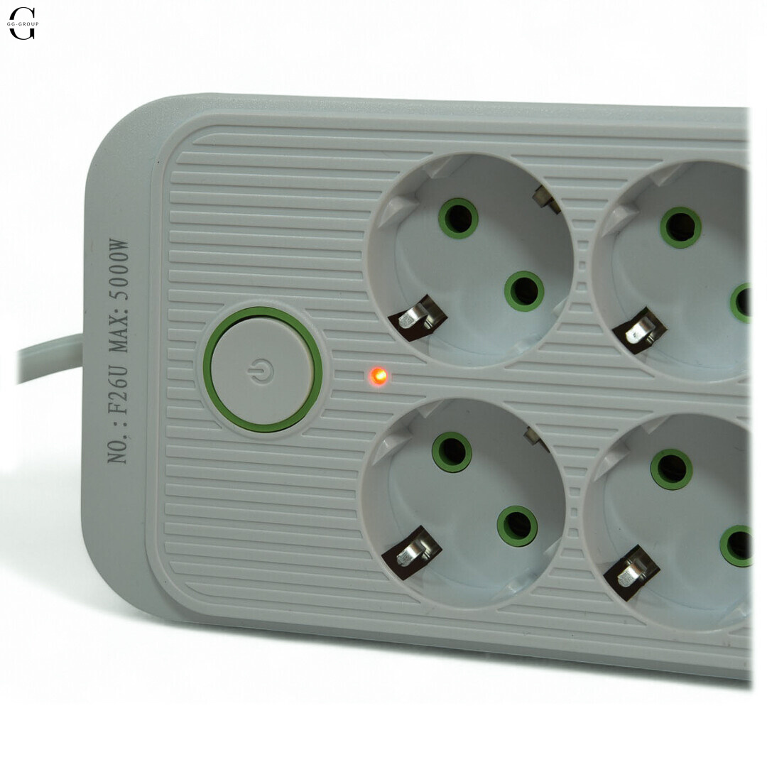 Мережевий фільтр Подовжувач USB ТК-13 (10×220В+4×USB+1×Type-C), F26u, Білий, 3 м