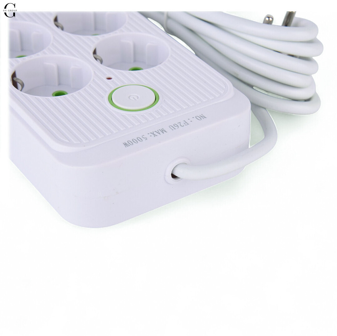 Мережевий фільтр Подовжувач USB ТК-13 (10×220В+4×USB+1×Type-C), F26u, Білий, 3 м