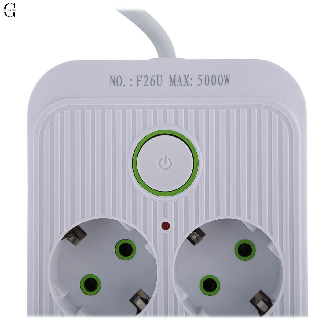 Мережевий фільтр Подовжувач USB ТК-13 (10×220В+4×USB+1×Type-C), F26u, Білий, 3 м