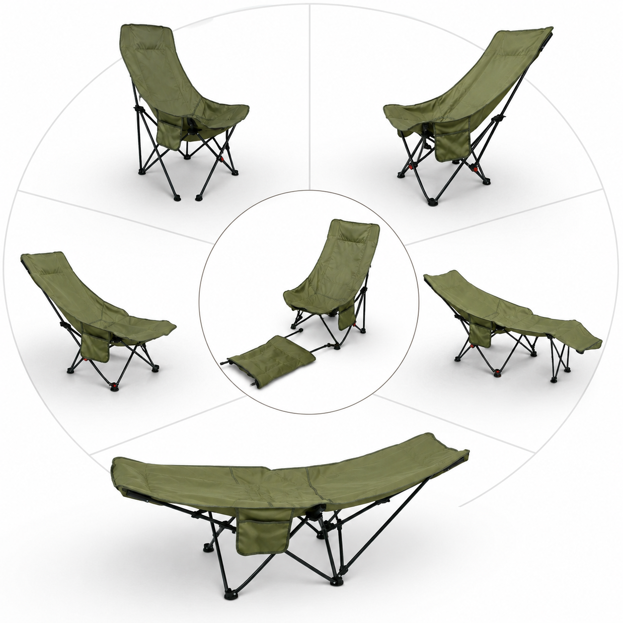 Сложное туристическое кресло-паук Compact Outdoor Chair 100 кг с черным чехлом.