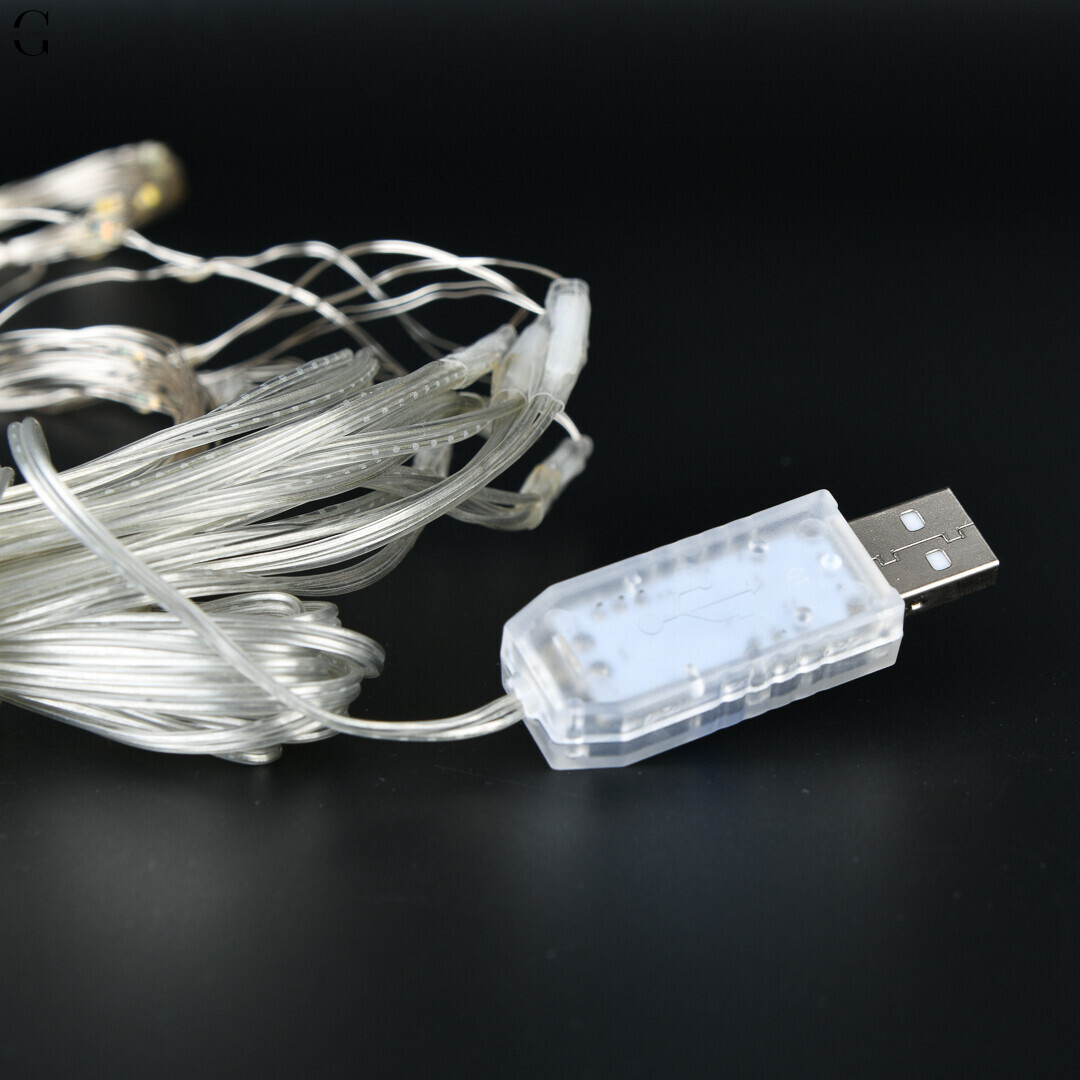 Гірлянда Роса штора 2×2 м 160 LED, USB, пульт, 8 режимів, мультиколор, IP20