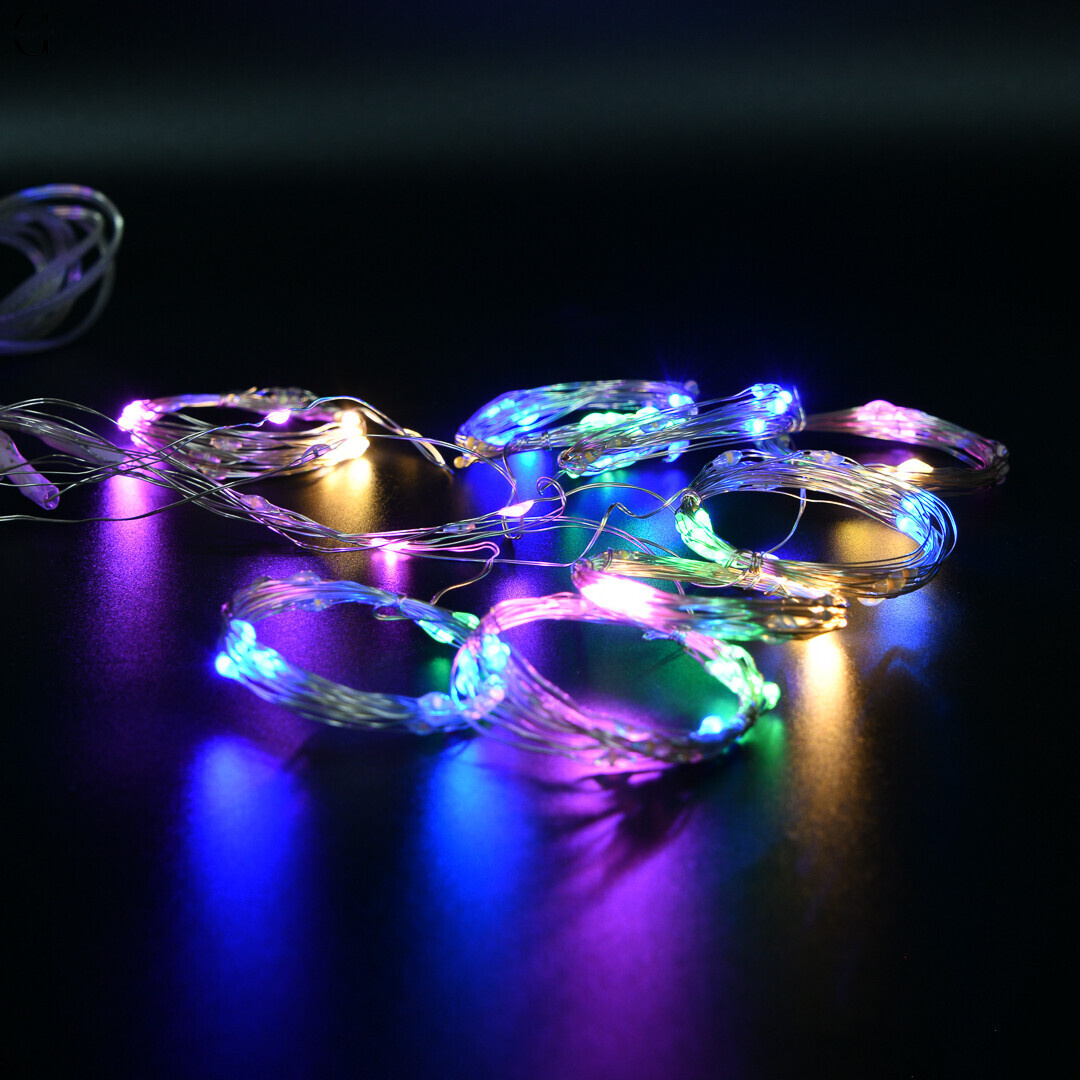 Гірлянда Роса штора 2×2 м 160 LED, USB, пульт, 8 режимів, мультиколор, IP20