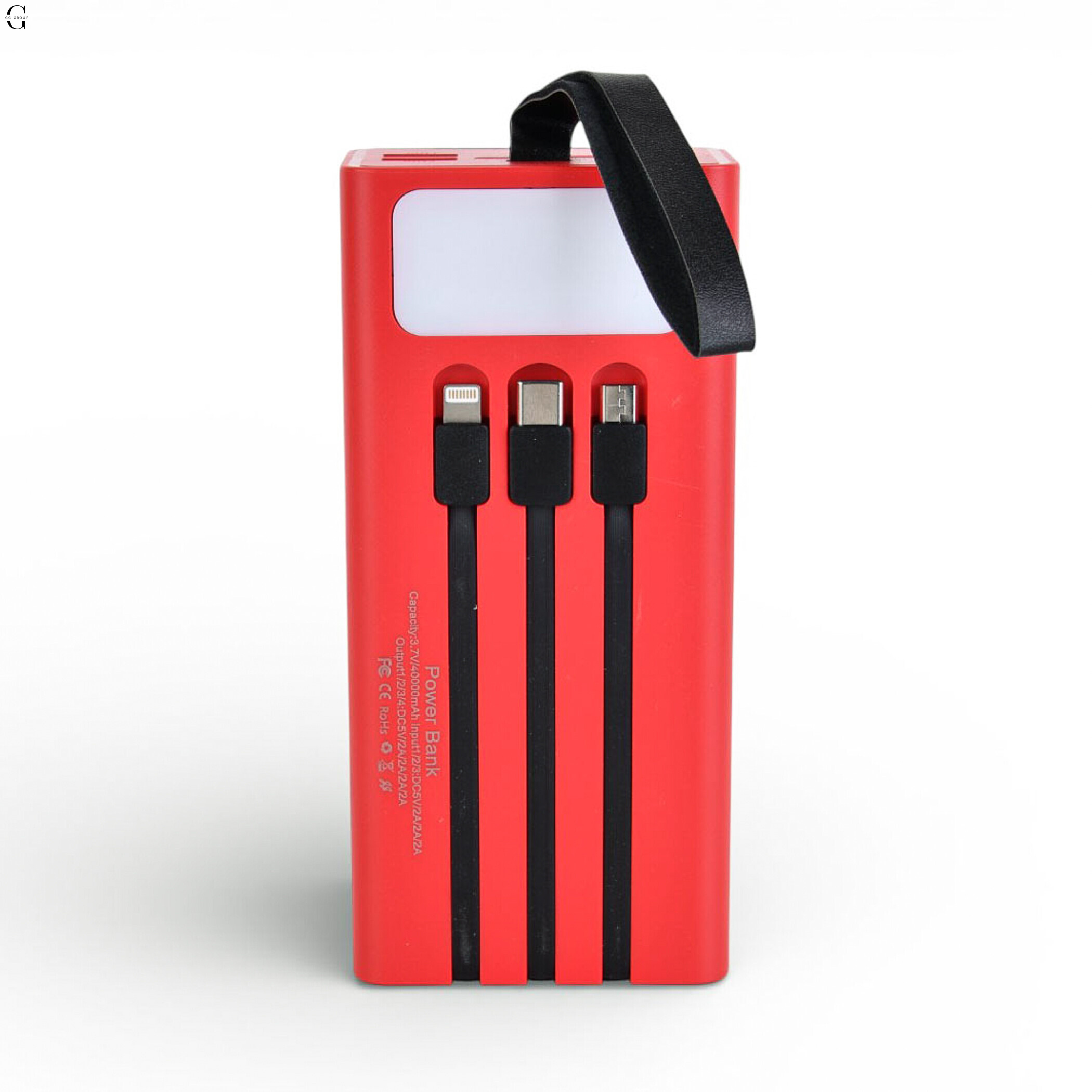 Power bank Повербанк40000 мА·рік з LED-дисплеєм та вбудованими кабелями