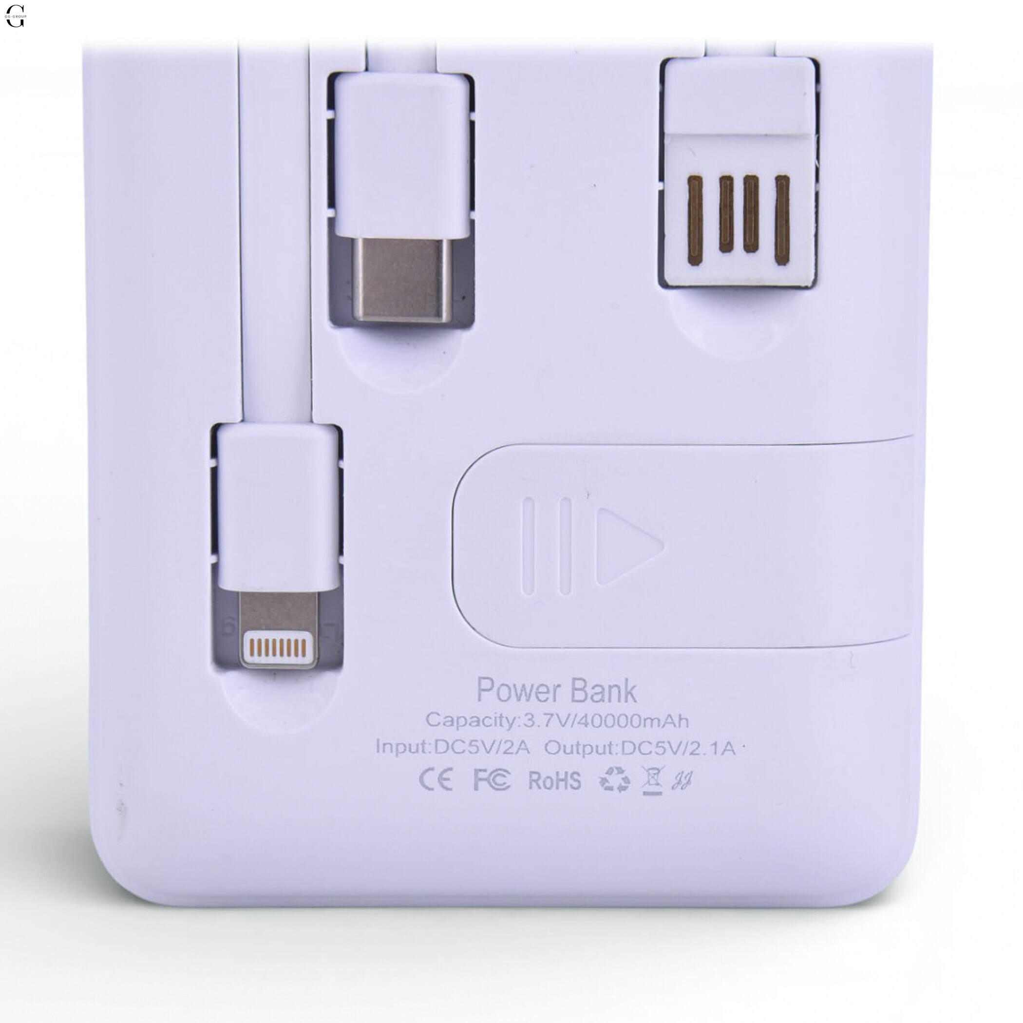 Power bank Повербанк40000 мА·рік з LED-дисплеєм та вбудованими кабелями Швидка зарядка 