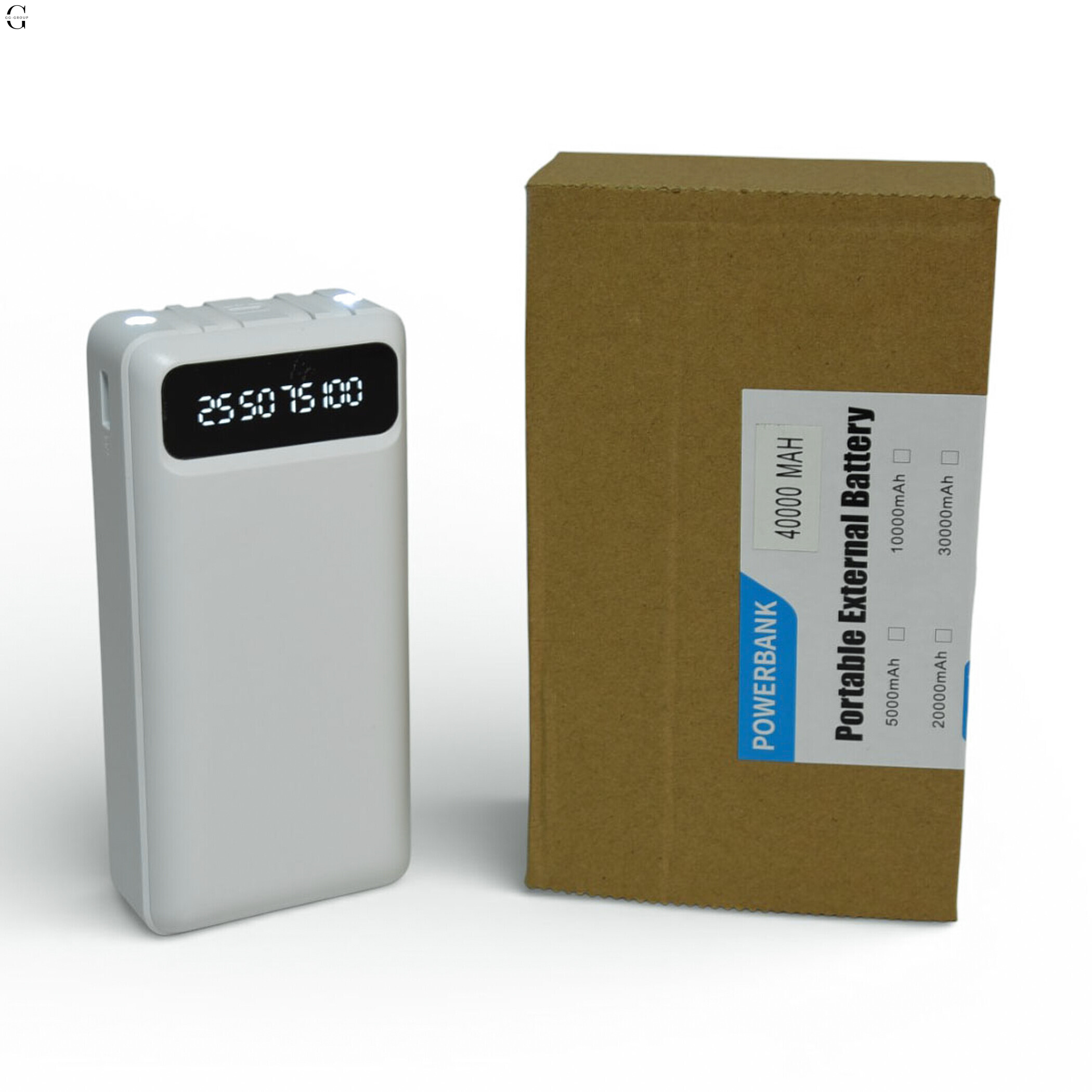 Power bank Повербанк40000 мА·рік з LED-дисплеєм та вбудованими кабелями Швидка зарядка 