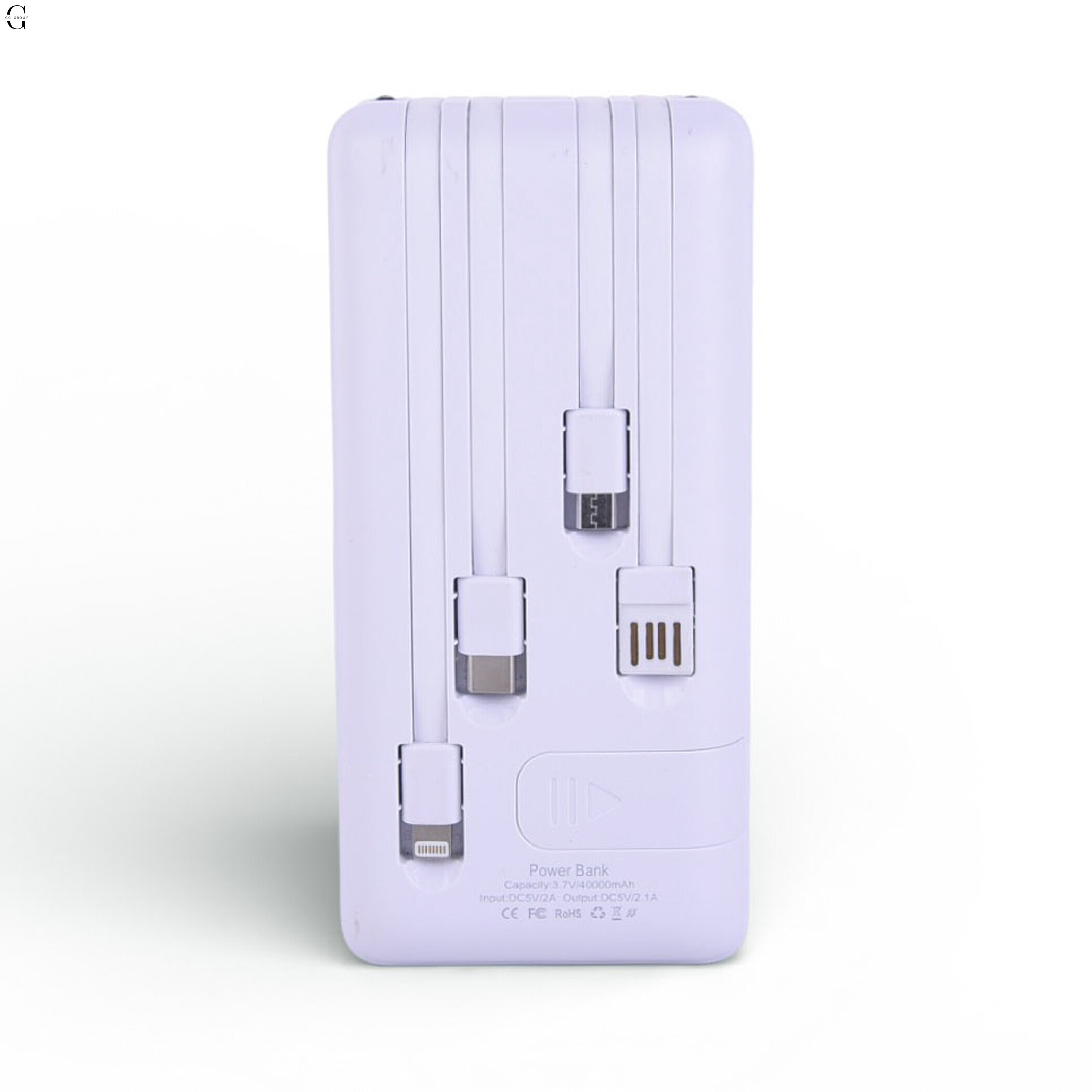 Power bank Повербанк40000 мА·рік з LED-дисплеєм та вбудованими кабелями Швидка зарядка 