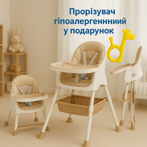Стульчик для кормления Toti 40735, материал ткани PU, металлическая конструкция, съемный столик, в коробке