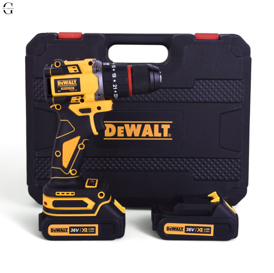 Шуруповерт DeWALT 36V Безщітковий + 2 АКБ 2Ah + Металевий патрон + Набір інструментів 