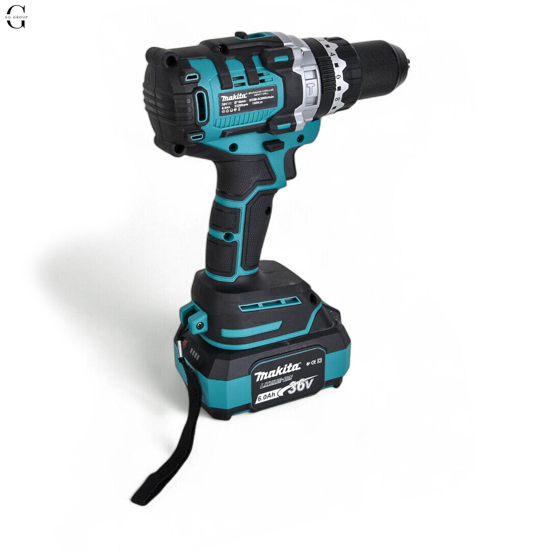 Акумуляторна дриль ударний шуруповерт MAKITA 36v, 150 Нм, 2 АКБ 6Ач, кейс, 16 мм