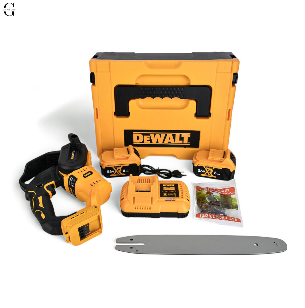 Акумуляторна ланцюгова пилка DeWALT 36V, 6.0 А·рік, безщіткова, кейс, шина 12 дюймів 