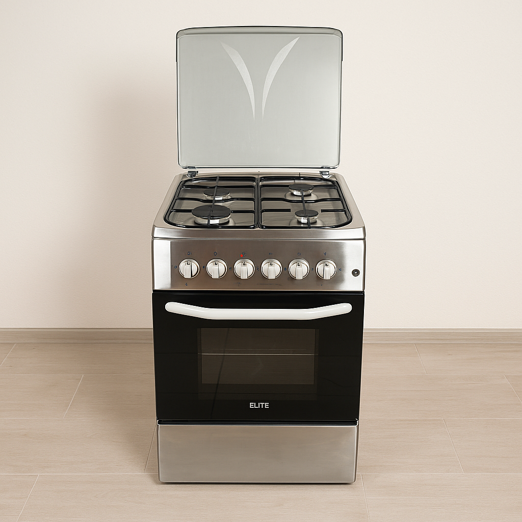 Комбінована плита ELITE Lux OEG 6631 T IX — 3 газові конфорки + 1 електро, електрична духовка, п'єзопідпал