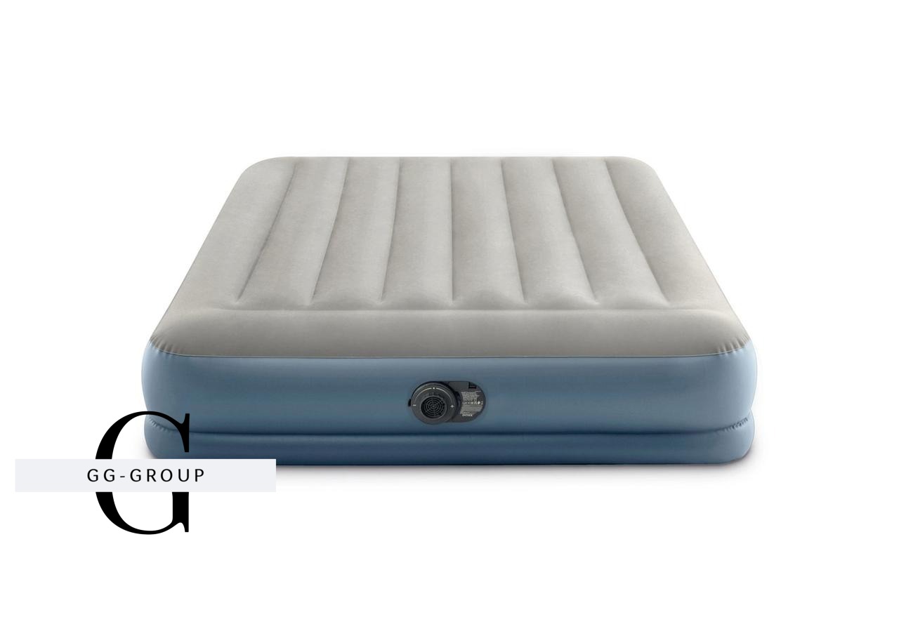 Intex Велюр матрац 64118 ND(2) 152х203х30см, вбудований електронасос, двоспальний