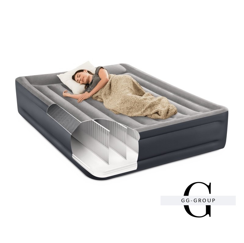 Intex Велюр матрас 64136 ND (2) двуспальный с подголовником, со встроенным насосом, размер 203х152х42см