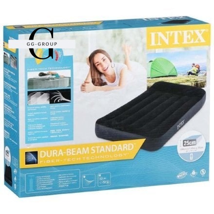 Intex Велюр матрас с подголовником 64146 ND(3) 99х191х25см, со встроенным насосом 220 V, одноместный, максимальная нагрузка 136кг