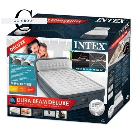 Надувне ліжко Intex 64448 з узголів'ям, 152 x 203 x 46 см (152 x 236 x 86 см), вбудований електронасос, двоспальне