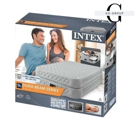 Intex Велюр матрас Twin 64488 ND(1) 99х191х51см, встроенный электронасос, подушка, одноместный