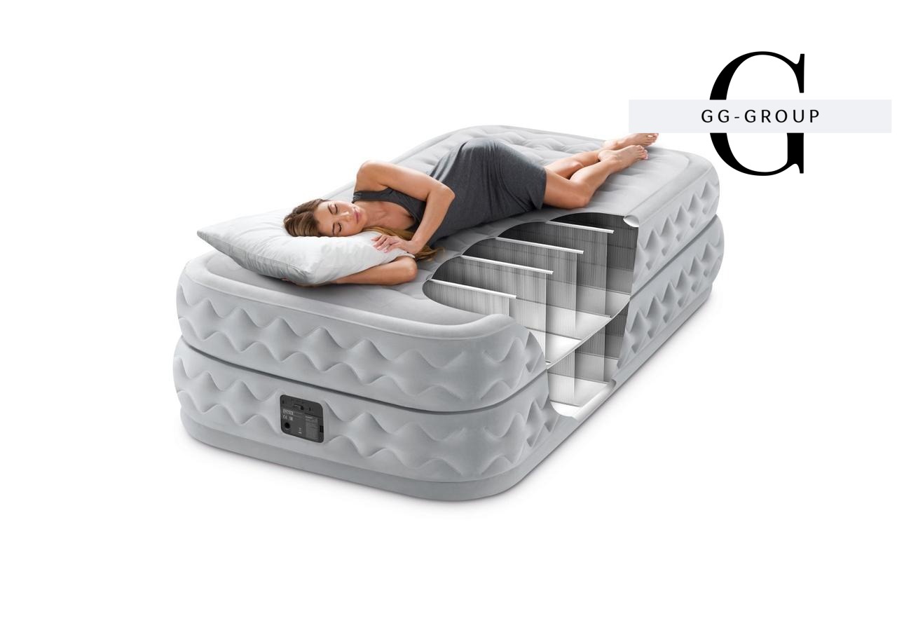 Intex Велюр матрас Twin 64488 ND(1) 99х191х51см, встроенный электронасос, подушка, одноместный