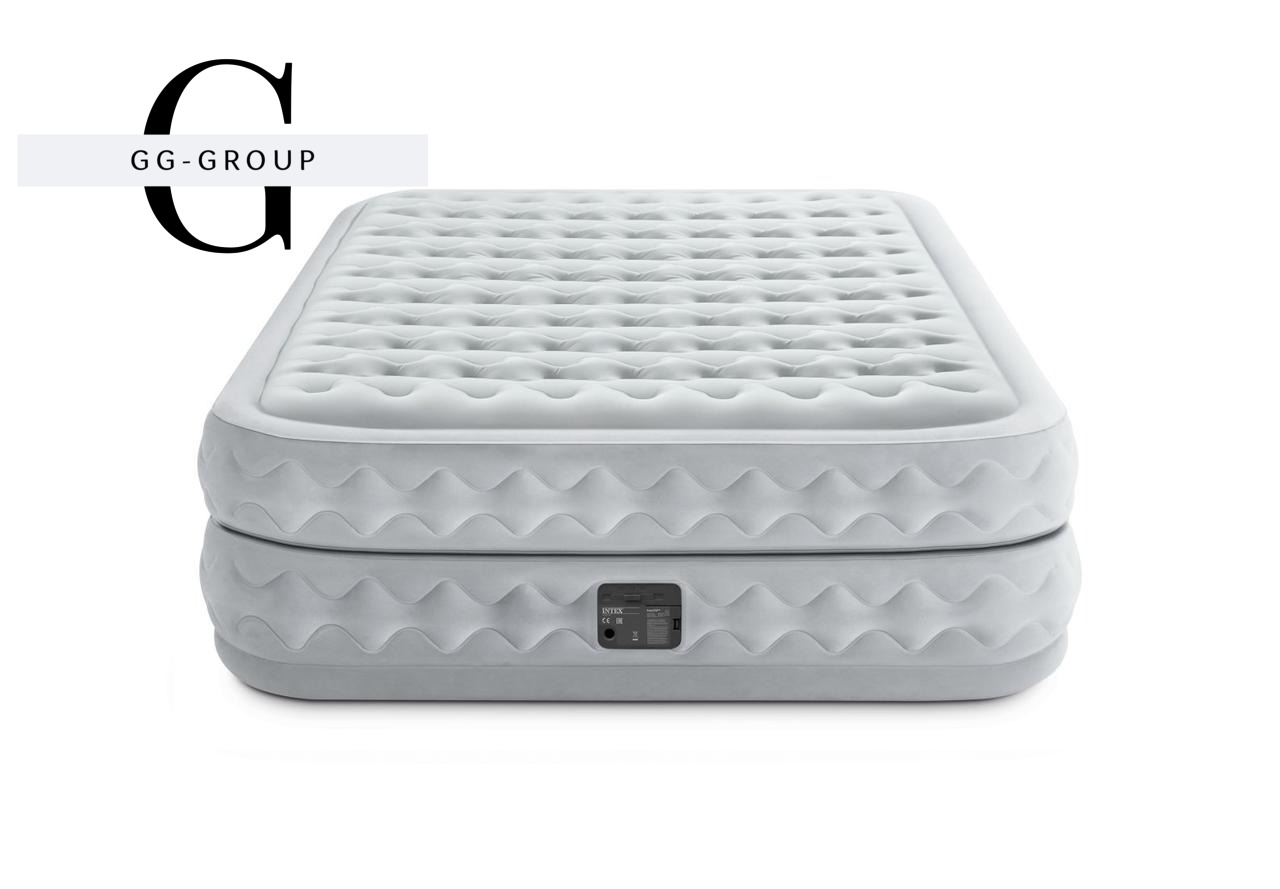 Intex Велюр матрас 64490 ND(1) 152х203х51см, встроенный электронасос, двуспальный