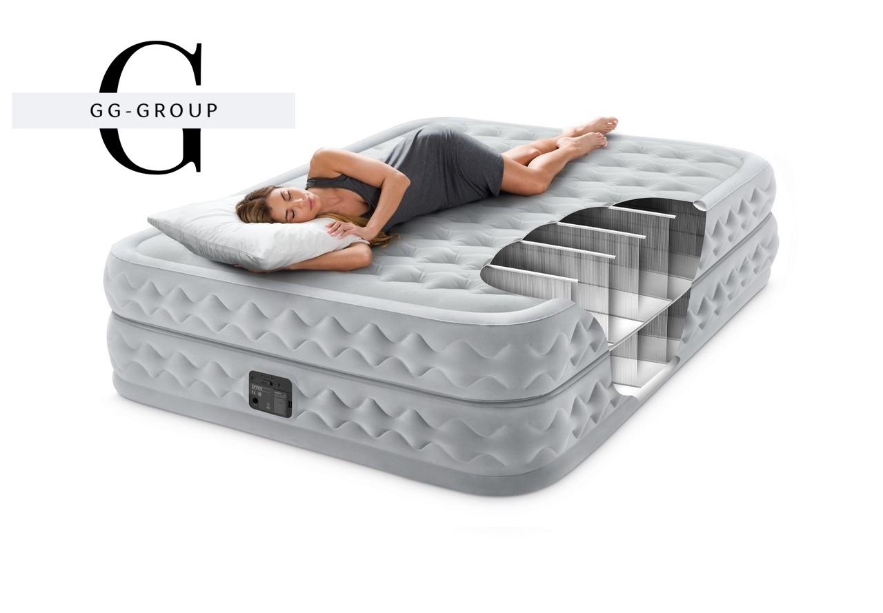 Intex Велюр матрас 64490 ND(1) 152х203х51см, встроенный электронасос, двуспальный