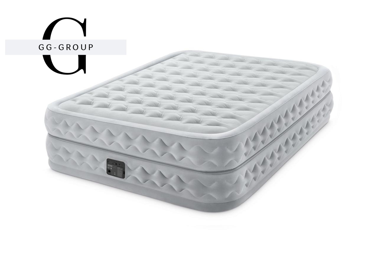 Intex Велюр матрас 64490 ND(1) 152х203х51см, встроенный электронасос, двуспальный