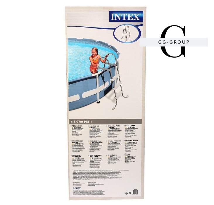 Intex Лестница для бассейна 28065(3) высота 107см, вес 8,7кг, максимальная нагрузка 136кг