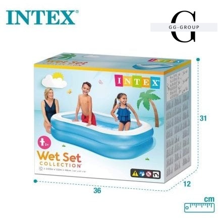 Intex Бассейн надувной 57180 NP (3) Семейный 203х152х48см, объем=540л, 3+, вес 3,5кг