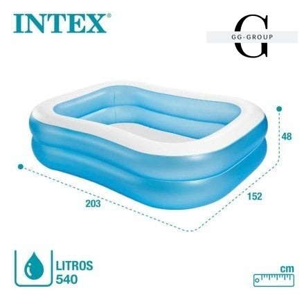 Intex Бассейн надувной 57180 NP (3) Семейный 203х152х48см, объем=540л, 3+, вес 3,5кг