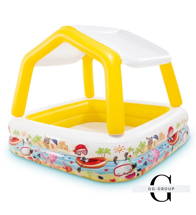 Intex Бассейн 57470 NP (3) ЖЕЛТЫЙ, квадратный, со съемной крышей, 157х122см, 282л, от 3-х лет