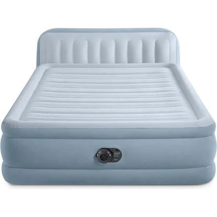 Intex 64450 Надувная Кровать 236×152×86 см PLUSH Изголовье, Электронасос, Dura-Beam DELUXE Queen